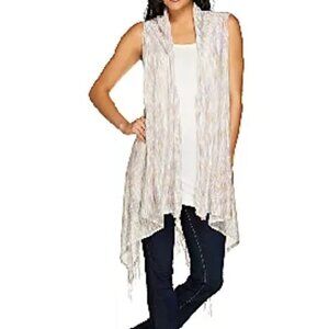 Boho Hippie Knit Fringe Open Front Layering Vest Sheer Lightweight Western OSFM